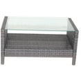 thumbnail image 3 of Knubmt Patio Tempered Glass Tabletop PE Rattan Frame Coffee Table, Brown, 3 of 9