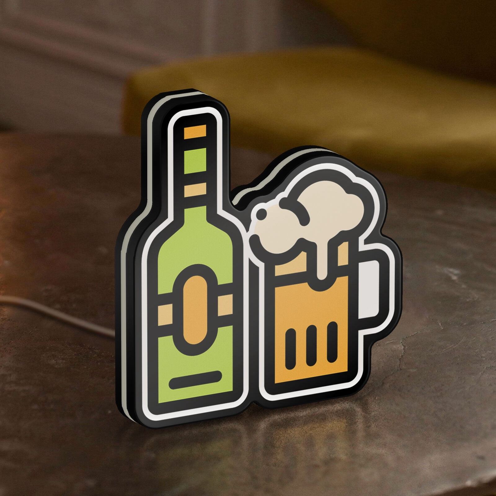 Beer Bottle 3D Novelty Light Box, Beverage Lamp Decor for Bar and Beer Lovers, Rustic Alcohol, Ideal for Drink Lovers (Width 20 inch, 50cm)