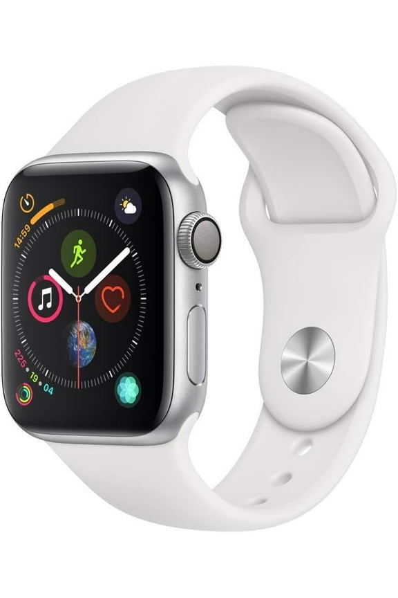 Pre-Owned Apple Watch Series 4 GPS + Cellular 44 mm Silver Aluminium Black Sport Band with 18 Hours Battery Life
