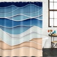 thumbnail image 3 of Shower Curtain Bathroom Set Abstract Ocean Waves Stripes Waterproof Fabric Shower Curtains with Grommets&Hooks, Blue Gradient Water Ripples Privacy Bath Curtain for Bathtub 60x72in, 3 of 9