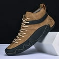 thumbnail image 2 of Men's Casual Leather Boots High Top Handmade Stitching Comfortable Flat Heel Shoes For Daily Wear With Jeans In Autumn Winter Men’S Casual Shoes, 2 of 6
