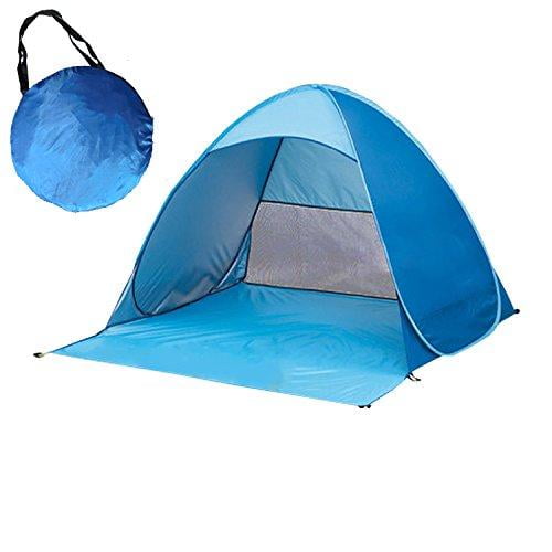 UPF 50+ Easy Pop Up Beach Tent Abri Solaire 3-4 Personne Instantanée Automatique Canopée Bébé Parasol (Bleu)