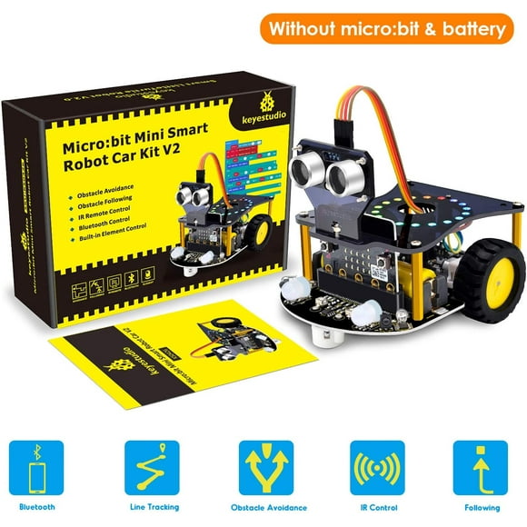 KEYESTUDIO – Robot Intelligent Microbit, Kit Programmable de Voiture, Codage de Tige pour Enfants (Sans Carte Micro:bit v2 v1.5)