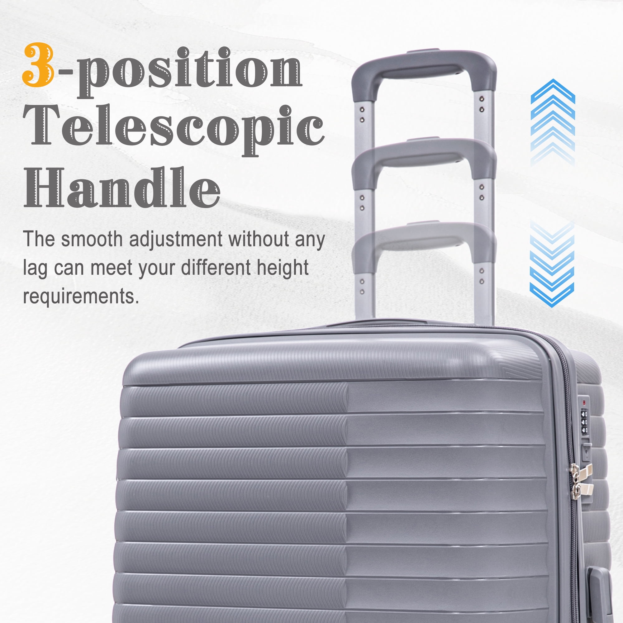 Alvantor 4 Pcs Hardside Luggage Set with Spinner Wheel, Lightweight Suitcase Set Light Gray