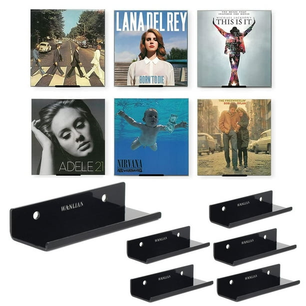 BiJun Vinyl Record Shelf Wall Mount 6 Pack Albums Wall Shelves