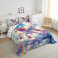 thumbnail image 3 of Unicorn Bed Comforter Set Queen Size,Freamy Animals Super Soft Microfiber Bedding Set for Adults Teens,Rainbow Cloud Comforter Set,2 Pillowcases, 3 of 6