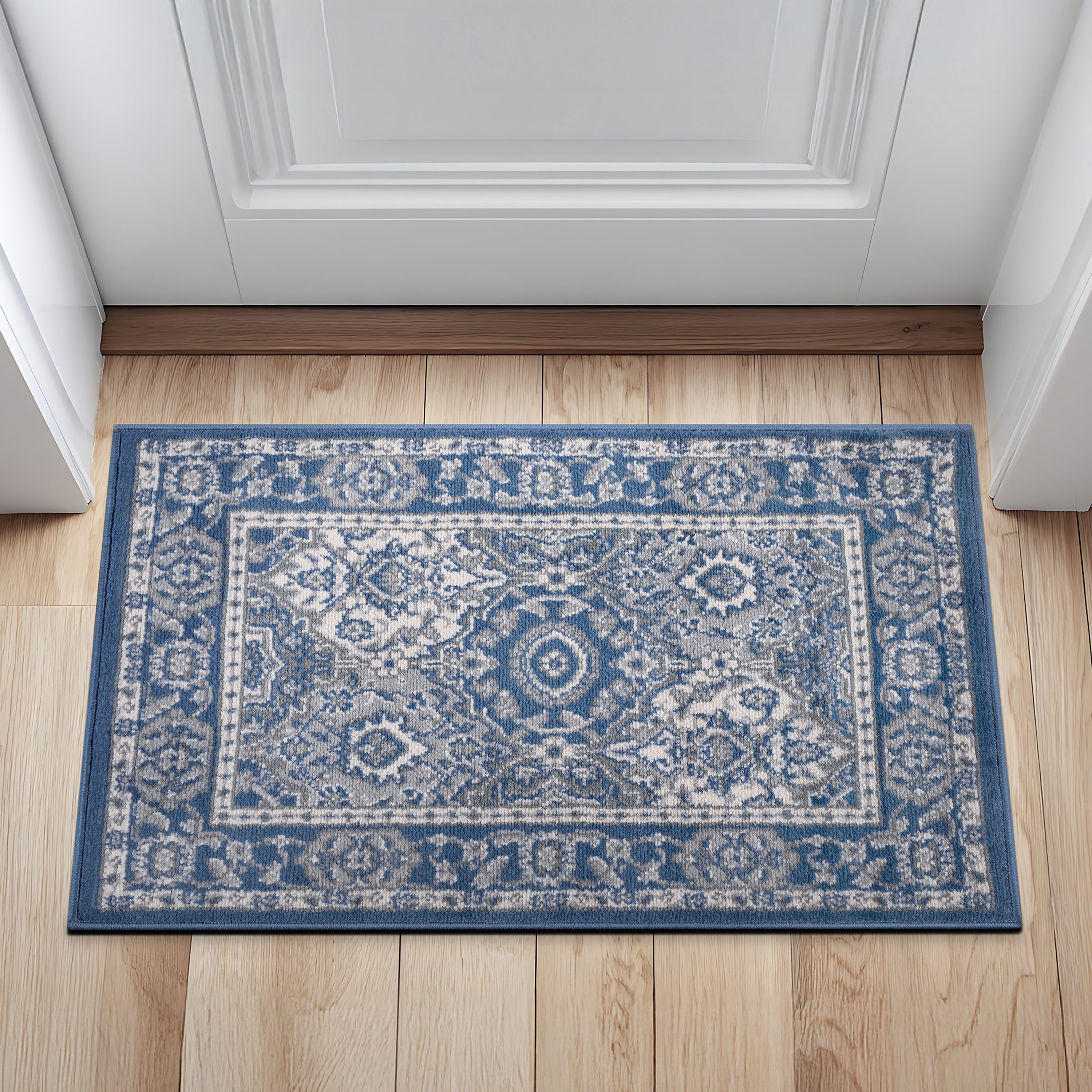 Madison Traditional 2' x 3' Navy and Cream Polypropylene Indoor Area Rug