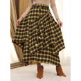 thumbnail image 4 of Yellow Tartan Skirt - High Waist Asymmetrical Tiered Hem With Fringe Detail Flowy Design, 4 of 6