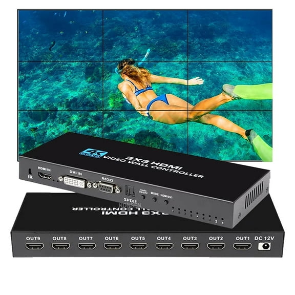 AUBEAMTO 4K HDMI Video wall controller 3x3 HDMI DVI Video wall Processor 1X2 1X4 1X3 2X1 2x3 3x2 4X2 multi video screen processor splicer