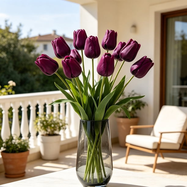 Tulips Artificial Flowers 1 Pcs Fake Tulip Stems Real Touch Tulips for Spring Wedding Bouquet Home Centerpiece Floral Arrangement Table Décor
