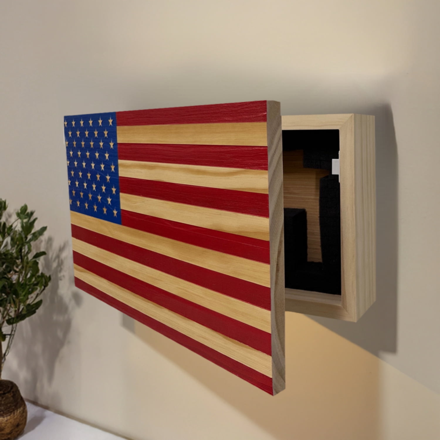 Bellewood Designs Hidden Gun Storage 2-3 Guns Magnetic Lock American Flag