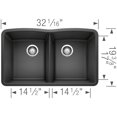 thumbnail image 4 of Blanco 440185 Diamond 32" Undermount Double Basin Silgranit Kitchen Sink - Volcano Gray, 4 of 7