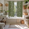 thumbnail image 4 of Japanese Kitchen Curtains 63 Inch Length, Green Rustic Retro Pastoral Floral Leaves Tiers Curtains for Living Room Berdoom Bathroom, Light Filtering Drapes Window Treatment 2 Panels 42"Wx63"L, 4 of 8