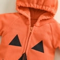 thumbnail image 5 of Infant Baby Boys Girls My First Halloween Pumpkin Costume Long Sleeve One Piece Hooded Romper Jumpsuit, 5 of 6