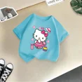 thumbnail image 3 of Bonita camiseta de verano de la marca de dibujos animados de Sanrio Hello Kitty Cate para niñas, camiseta de moda informal de calle, camiseta de cuello redondo para niñas, 3 of 5