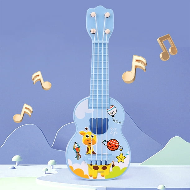 Ukelele Guitarra de Juguete Principiante 22 Pulgadas Azul | Mini Instrumento Musical de Plástico | Cuerdas de nylon | Ligero Portátil | Diseño Decorativo | Para principiantes y adolescentes | Sonido