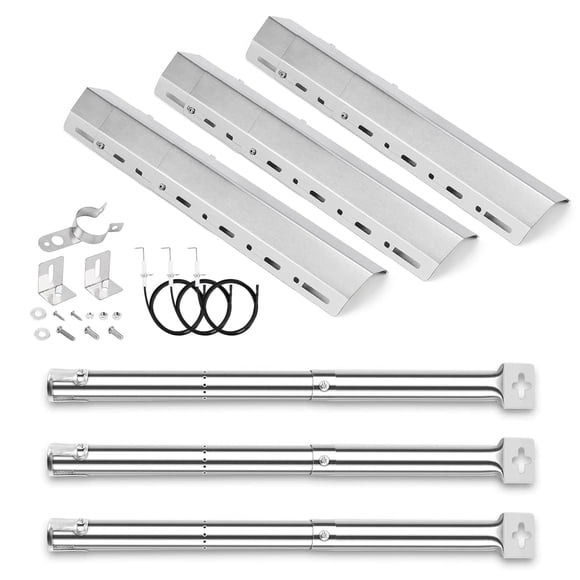 GFTIME 12" to 17" Universal Grill Burner Tube, 11.8" to 28" Heat Plate, Burner Cover for Charbroil, FirePlus, Fire Mountain, CosmoGrill, Ca