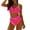 Hot Pink, variant on cocolona Womens High Waisted Bikini Sets V Neck Color Block Two-Piece Swimsuits Vacation Beach Bathing Suit