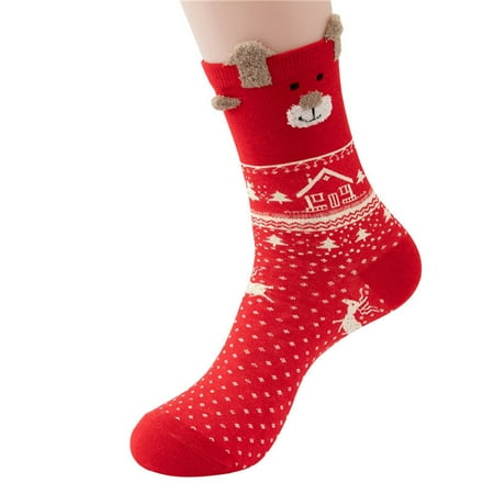 

kpoplk Christmas Socks For Women Warm Christmas Fashion Windproof Printing Mid Tube Socks Long Tube Womens Christmas Socks(Red)