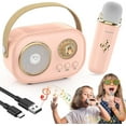 thumbnail image 1 of Mini Karaoke Machine with 2 Wireless Microphones for Kids, 1 of 5