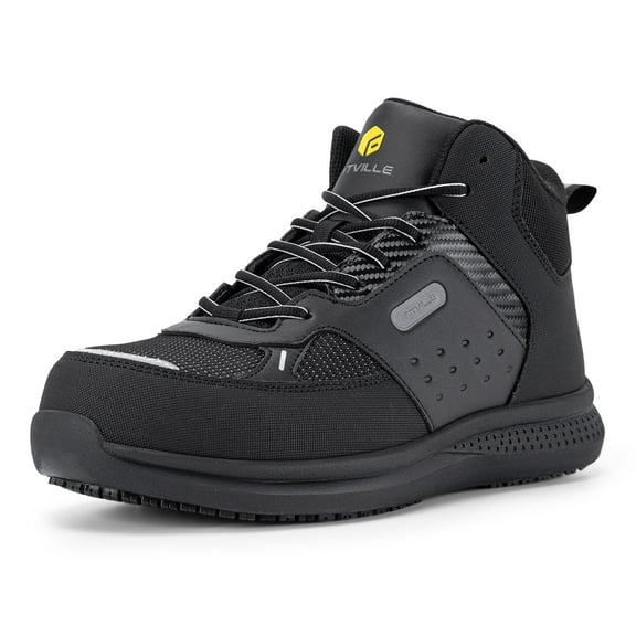 FitVille Wide Work Boots for Men Safety Work Shoes & Boots, Slip-Resistant Waterproof Composite Toe