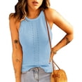 thumbnail image 4 of Camiseta sin mangas de punto para mujer estilo simple color puro camisas de punto sin mangas para mujer tacto suave para la vida diaria ANGGREK Otros, 4 of 6