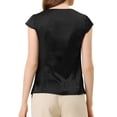 thumbnail image 3 of Allegra K Women's Satin V Neck Cap Sleeve Lightweight Elegant Work Office Blouse, 3 of 5
