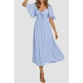thumbnail image 5 of PRETTYGARDEN Summer Dress for Women Casual Short Sleeve Bow Tie V Neck Ruffle Midi Flowy Dresses, 5 of 7