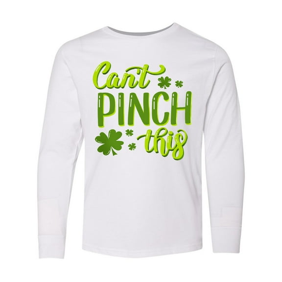 Inktastic St. Patrick's Day Can't Pinch This Hand Lettering Long Sleeve Youth T-Shirt