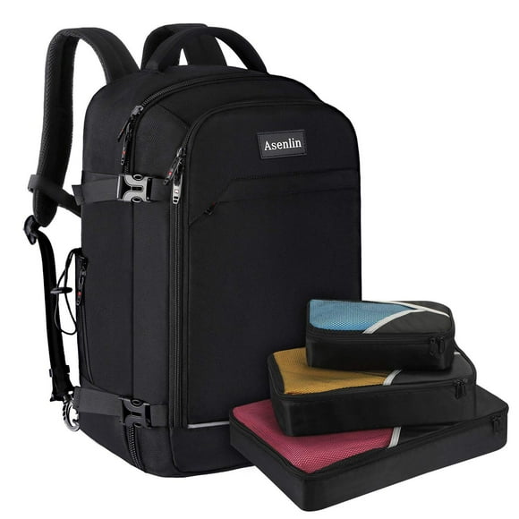 Asenlin 40L Travel Backpack for Women Menï¼17 Inch Laptop Backpack Flight Approved Luggage Carry On Water Resistant Computer Backpack for Weekender Overnight Large Daypack Black