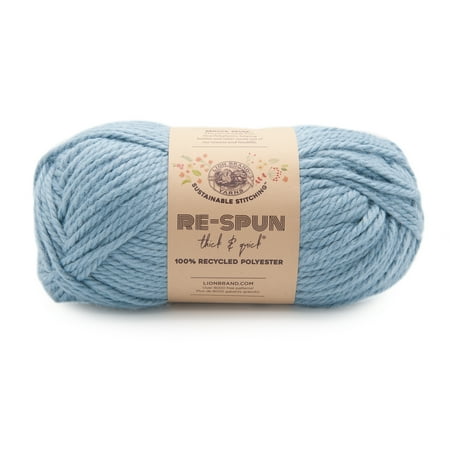 UPC: 0842093130352 | Lion Brand Yarn Re-Spun Thick & Quick Faded Denim Super Bulky Recycled Polyester Blue Yarn 1 Pack