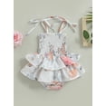 thumbnail image 4 of xiaxaixu Bébé Fille Été Romper, Cravate Sans Manches Épaule Col Carré Imprimé Floral Romper Robe, 4 of 7