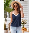 thumbnail image 5 of Ekouaer Pajama Sets for Women Lingerie Sleepwear 2 Piece Cami Split Short Set V Neck Lace Summer Pjs, 5 of 6