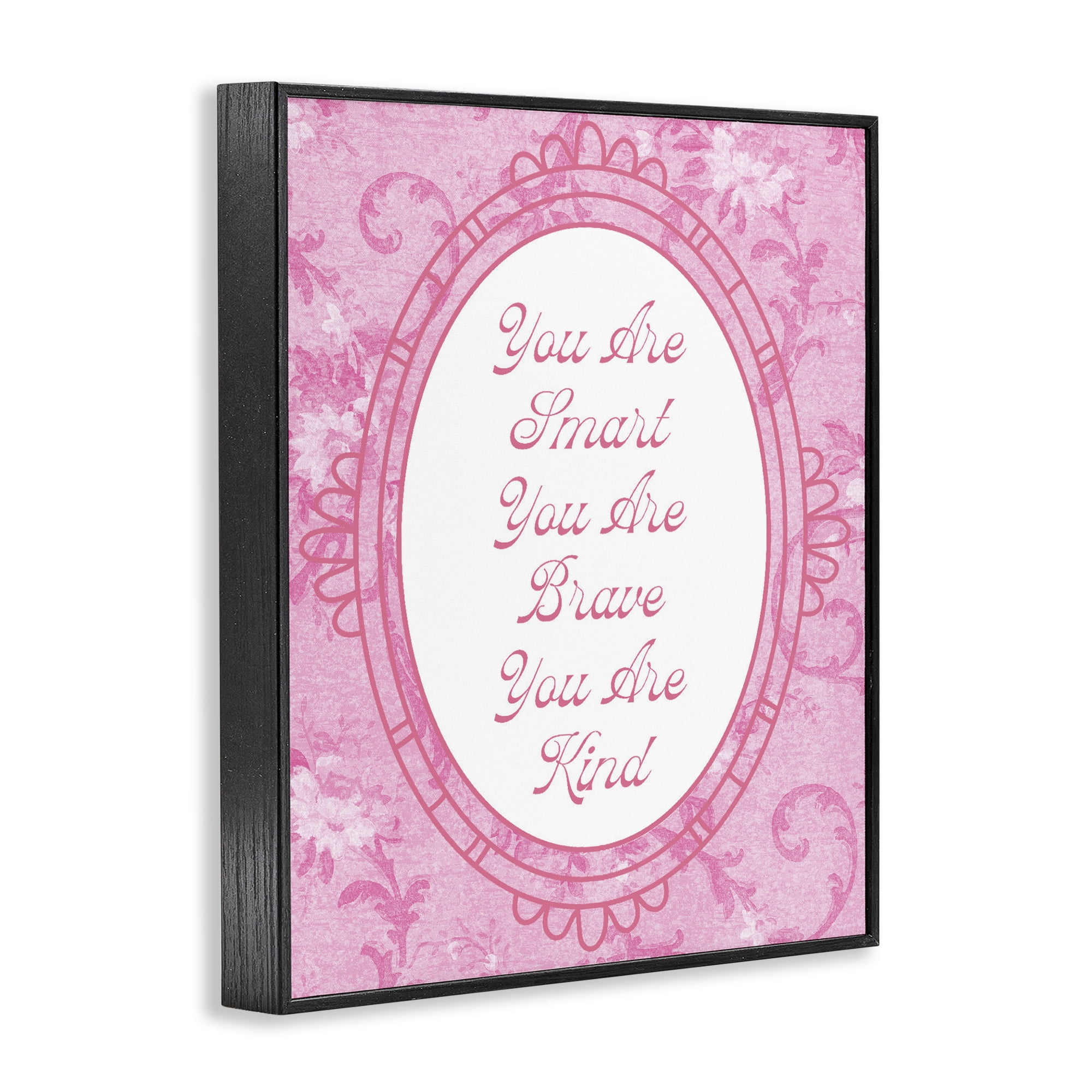 Stupell Industries Smart Brave & Kind Ornate Pink Black Framed Giclee Art, design by Lil' Rue