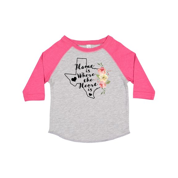 Inktastic Texas Home is Where the Heart is with Watercolor Floral Girls Toddler T-Shirt