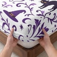 thumbnail image 3 of Twin XL Size Fitted Sheet Set - Purple Floral Halloween 2 Piece Bedding Sets 16" Deep Pocket Fitted Sheet with 1 Pillowcases, Horror Black Cats Brushed Microfiber Hotel Luxury Bed Sheets, 3 of 9