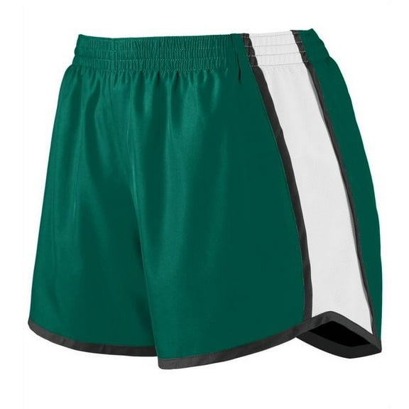 Augusta Sportswear Women's X-Large Ladies Pulse Junior Fit Activewear Team Shorts, Dark Green/White/Black