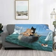 thumbnail image 2 of Balery Two Brave Cats Are Floating On The Sea Iceberg Manta de Franela con Dibujo, Lujo Ultra Suave y Cálido, Antipelusa y Resistente a las Arrugas para Cama, Sofá, Camping -60"x50", 2 of 6