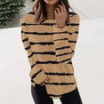 thumbnail image 2 of Htigea Striped Sweatshirt for Women Crewneck Long Sleeve Casual Loose Tunic Tops Fall Everyday Sweatshirt Khaki S, 2 of 5