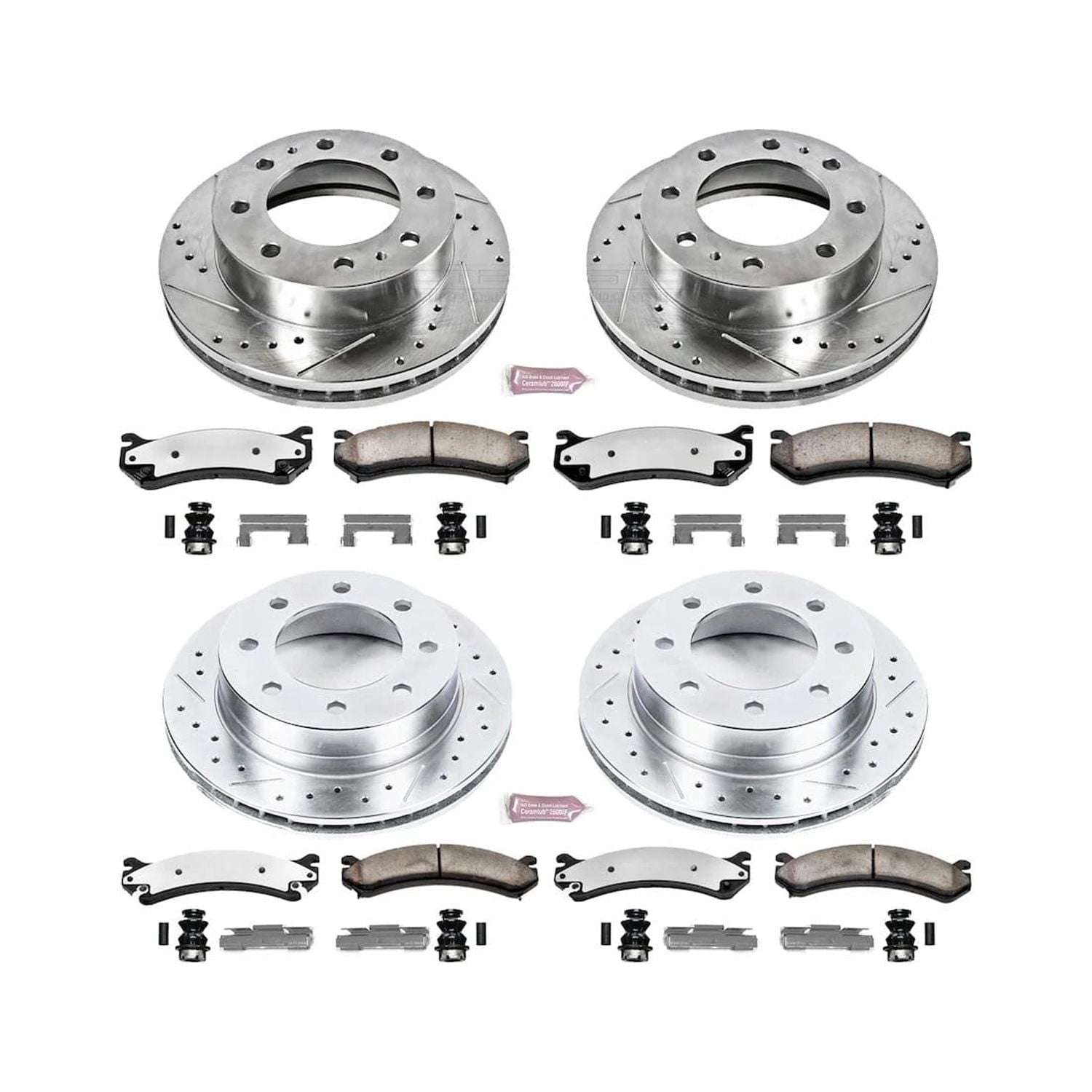PowerStop Front and Rear Z36 Truck & Tow Carbon-Fiber Ceramic Brake Pad and Drilled and Slotted Rotor Kit Fits: CHEVROLET GMC Select Models K4423-36