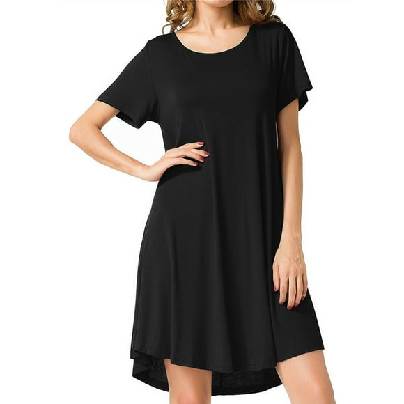 LLYwey Deals Clearance Floral Wedding Guest Dresses for Women Casual V-Neck Color Lrregular Loose Summer Dresses New Wrap Dresses Black L