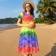 thumbnail image 4 of Disketp Colorful Tie Dye para Vestido de Manga Corta para Mujeres, Vestidos de Verano para Mujeres, Casual y Holgado para la Playa, 4 of 6