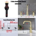 thumbnail image 4 of Adorer Brushed Gold 8 Inches Bathroom Faucet, 2 Handles Widespread Bathroom Sink Faucet 3 Hole  with Pop-Up Drain Assembly - 33163BG, 4 of 6