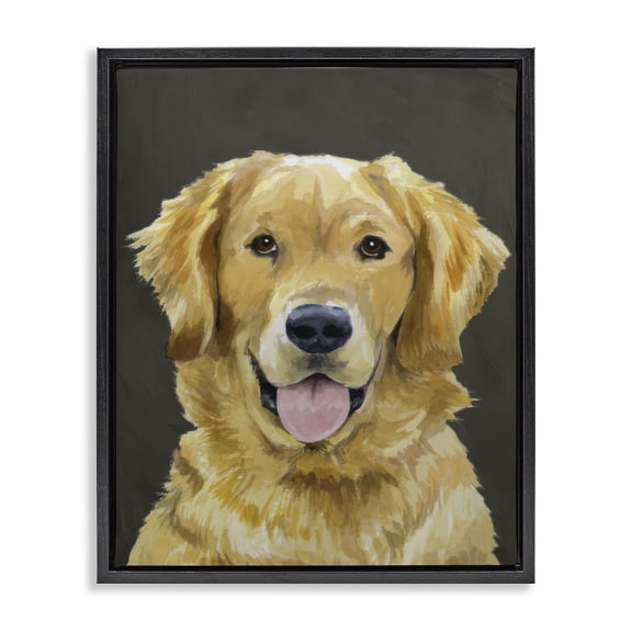 Stupell Industries Farmhouse Joyful Golden Retriever Portrait Black Floating Frame Canvas Art, 17 x 21, by Lil' Rue