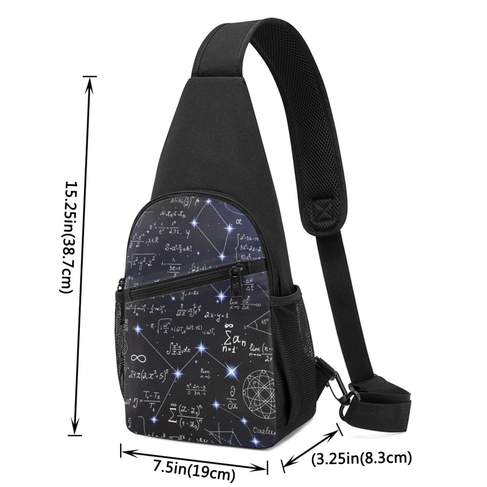 Xecao's Physical Formulas Print Sling Bag: A Versatile Chest, Shoulder, and Crossbody Backpack for Casual Days Out, Perfect for Both Men and Women