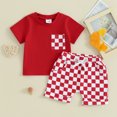 thumbnail image 5 of Douhoow Baby Boy Girl Summer Checkered Outfits Short Sleeve T-Shirts Plaid Shorts 2Pcs Set, 5 of 9
