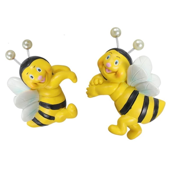 Pack of 2 Cute Resin Bees Statues Flower Pot Huggers for Home Garden Fence