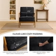 thumbnail image 5 of UBesGoo Modern Accent Chair, Chenille Fabric Armchair with Pillow and Solid Wood, Upholstered Comfy Reading Lounge Chair for Living Room, Black, 5 of 10
