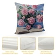 thumbnail image 4 of JRXY Vintage Rose Throw Pillow Covers Floral Classic Book vase Retro Country Traditional Women Pink Blue Washable Soft Living Room Bedroom Dorm Cushion Outdoor Pillowcases White, 4 of 5