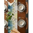 thumbnail image 2 of Yellow Blue Ombre Floral Table Runner Cotton Linen 108 Inch Holiday Dresser Scarves, Watercolor Flowers Retro Tablerunner for Kitchen Coffee Dining Bedroom Living Room Dinner Scarf Décor 13''x108'', 2 of 9